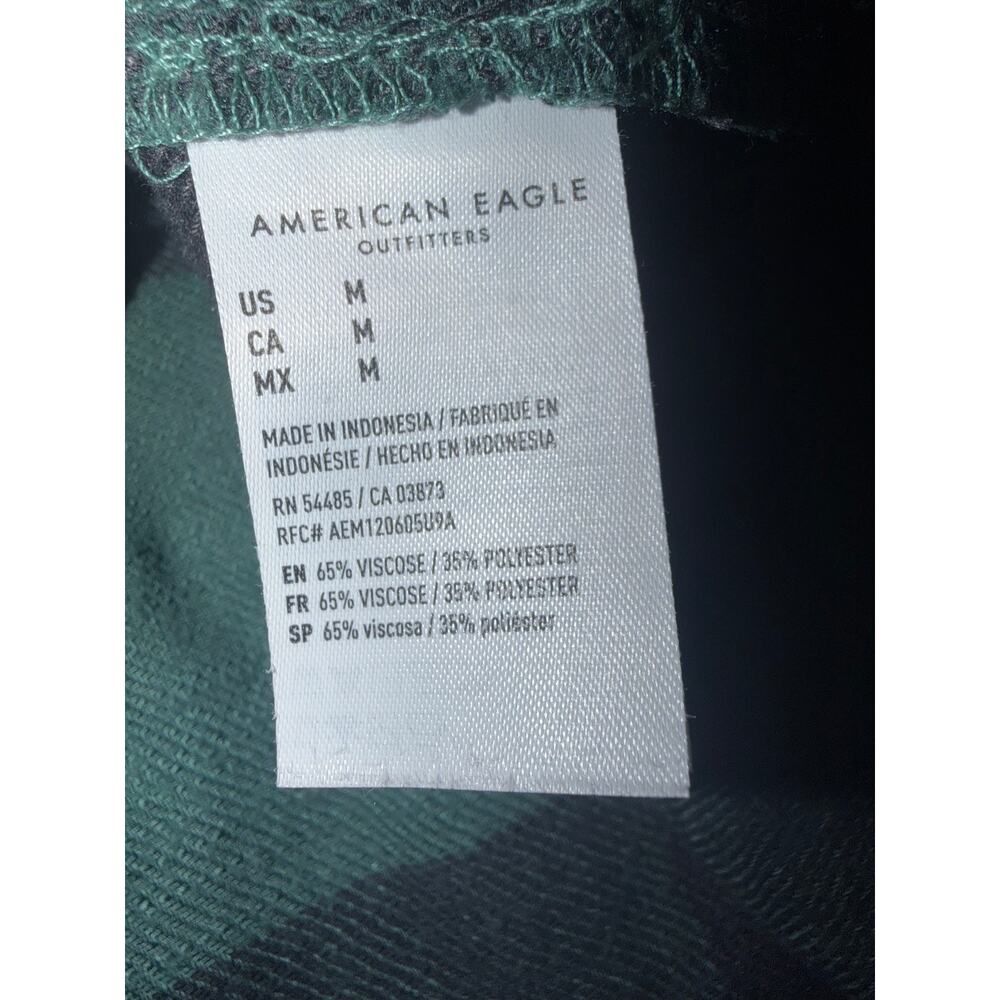 American Eagle women’s black & green plaid oversized babydoll flannel - Picture 8 of 9